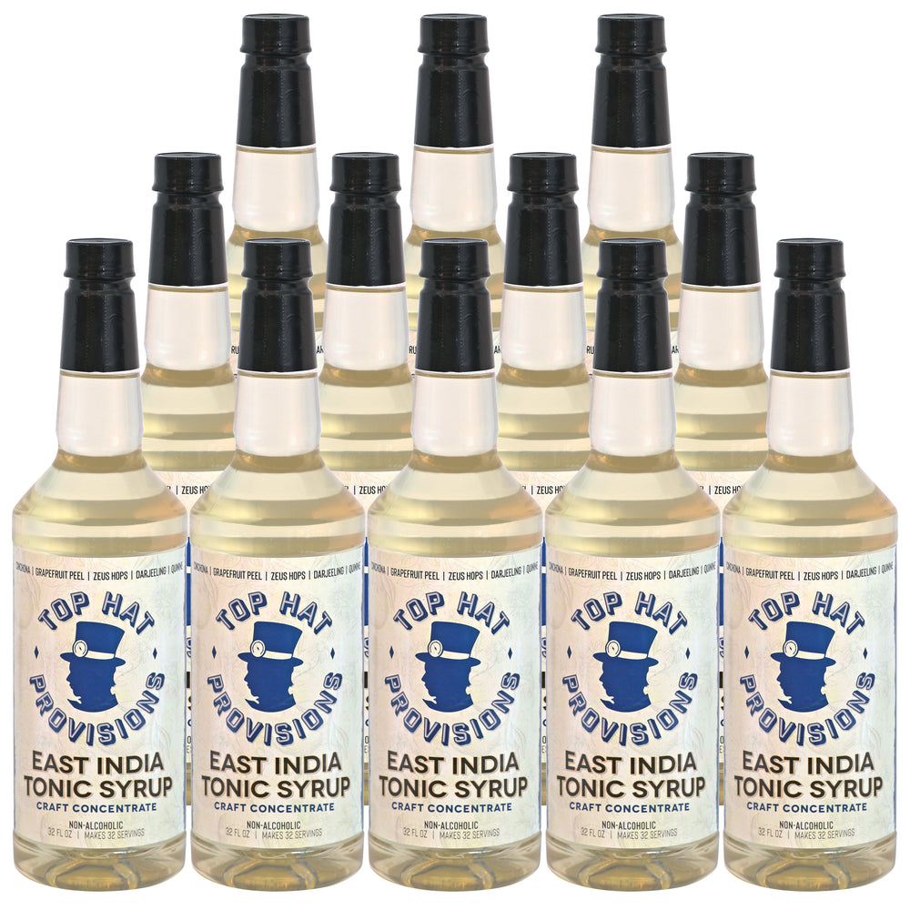 Top Hat East India Tonic Syrup & 5x Quinine Wellness Tonic Water Concentrate - Just add soda water - 12 pack of 32oz bottles