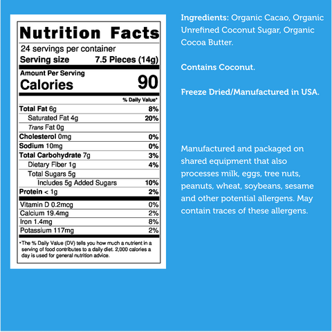 Freeze Dried Premium Organic Dark Chocolate