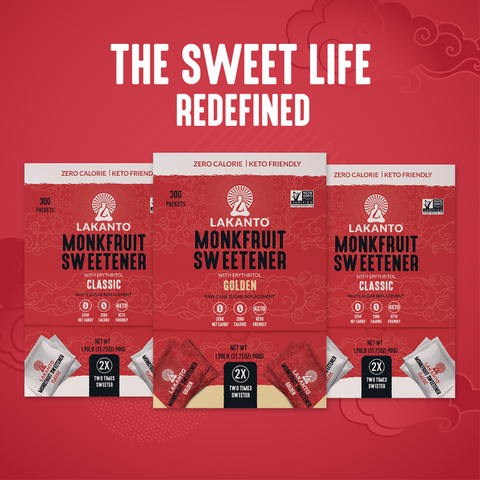 Golden Monkfruit and Erythritol 2:1 Sweetener Packets - Raw Cane Sugar Replacement