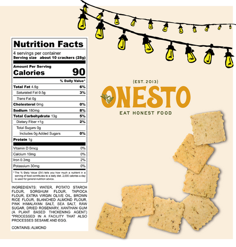 Onesto Gluten-Free Rosemary Crackers