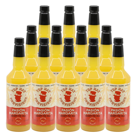 Top Hat Passion Fruit Margarita Mix - Pasión Margarita - (Made with real passion fruit & agave nectar) - 12x32oz case