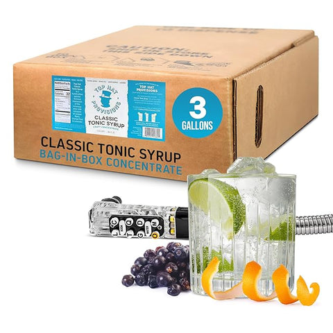 Top Hat East India Tonic Syrup & 5x Quinine Concentrate - 3 gallon Bag in Box for Commercial Soda Fountain Systems - Makes 18 gallons of Tonic Water