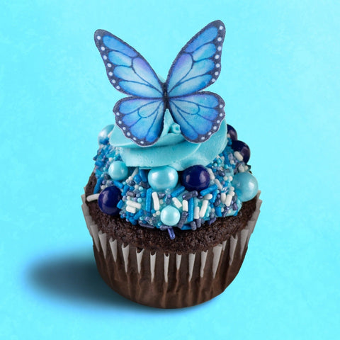 Blue Butterfly Edible Cupcake Toppers