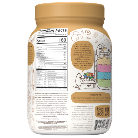 KOS Organic Plant Protein, Chocolate Peanut Butter, 28 Servings