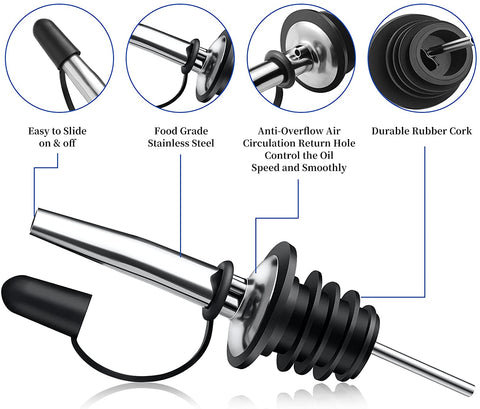 Extract Bottle Pourer with Stopper for Liquor Bottles for about 3/4" Mouths