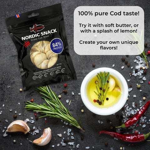 Dried Cod Bites, Hardfiskur Nordic Snack Bundle