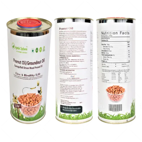 Organic Sphere's Bull-Driven Peanut Oil: 100% Natural & Wood-Pressed - Pure, Unrefined Cooking Oil with Authentic Extraction Method