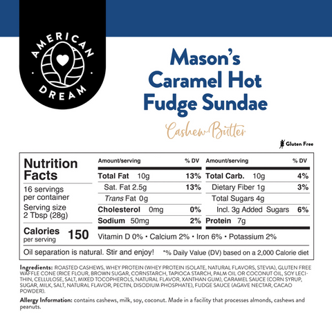 Mason's Caramel Hot Fudge Sundae Cashew Butter