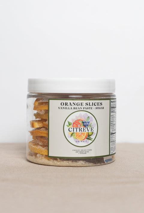 Tasting Size - Freeze-Dried Orange Slices with Vanilla Bean Paste + Sugar