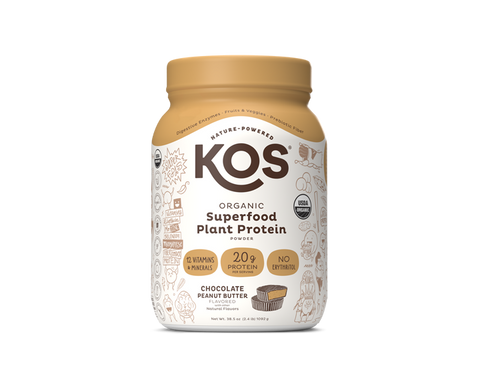 KOS Organic Plant Protein, Chocolate Peanut Butter, 28 Servings