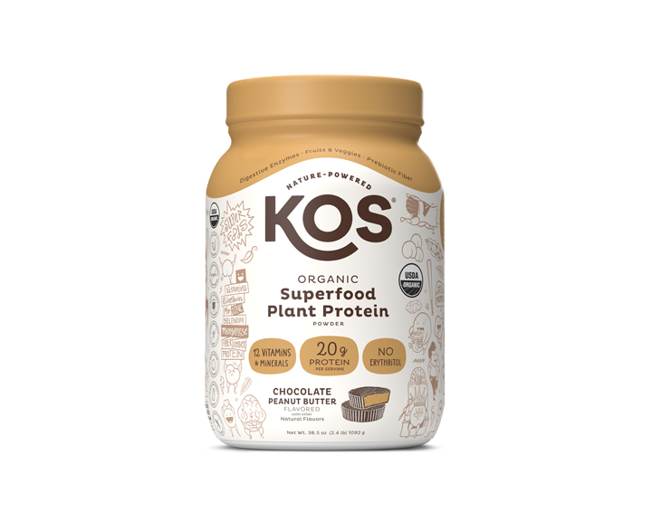 KOS Organic Plant Protein, Chocolate Peanut Butter, 28 Servings