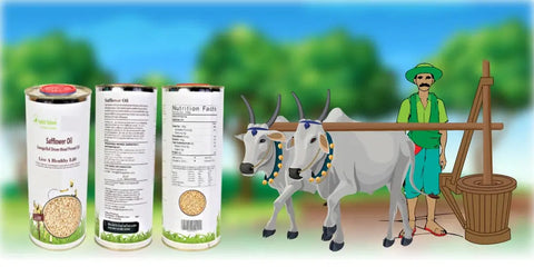 Organic Sphere's Bull-Driven Safflower Oil: 100% Pure & Natural - Ideal for Cooking with High Smoke Point - Nutritious and Neutral Oil Choice