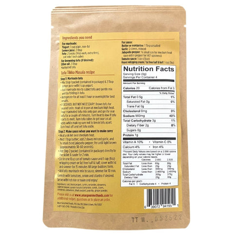 Tofu Tikka Masala Gourmet Seasoning Kit | Family Size