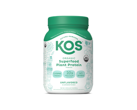 KOS Organic Plant Protein, Unflavored & Unsweetened, 28 Servings